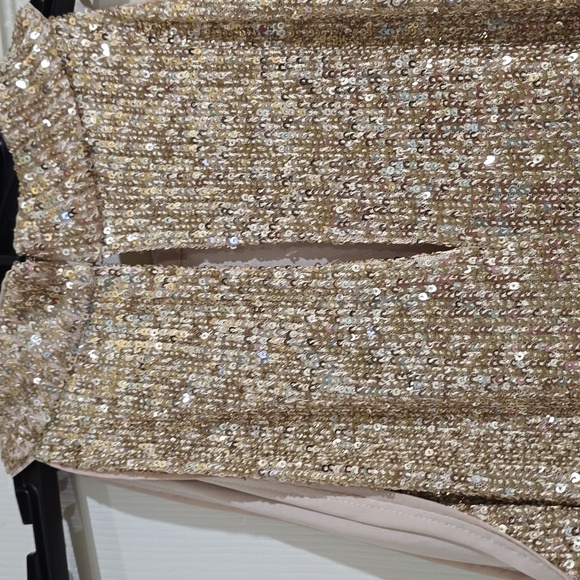 New-Ann Taylor Gold Sequin Midi Dress - Picture 5 of 7